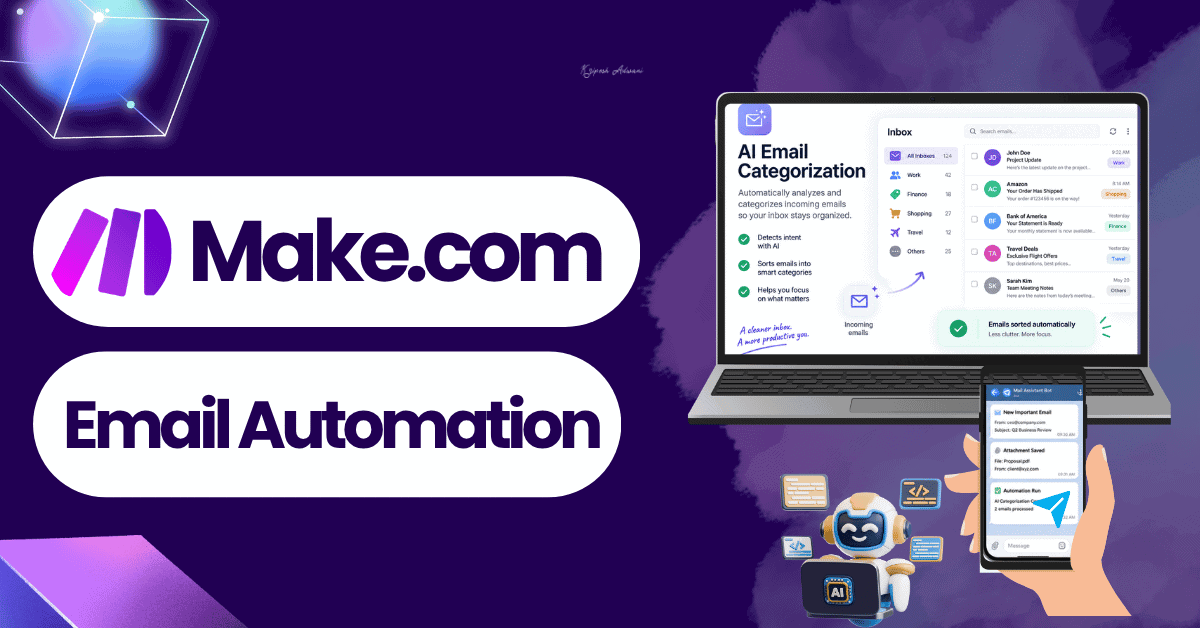 Make.com email automation scenario connecting Gmail, OpenAI and Google Drive modules